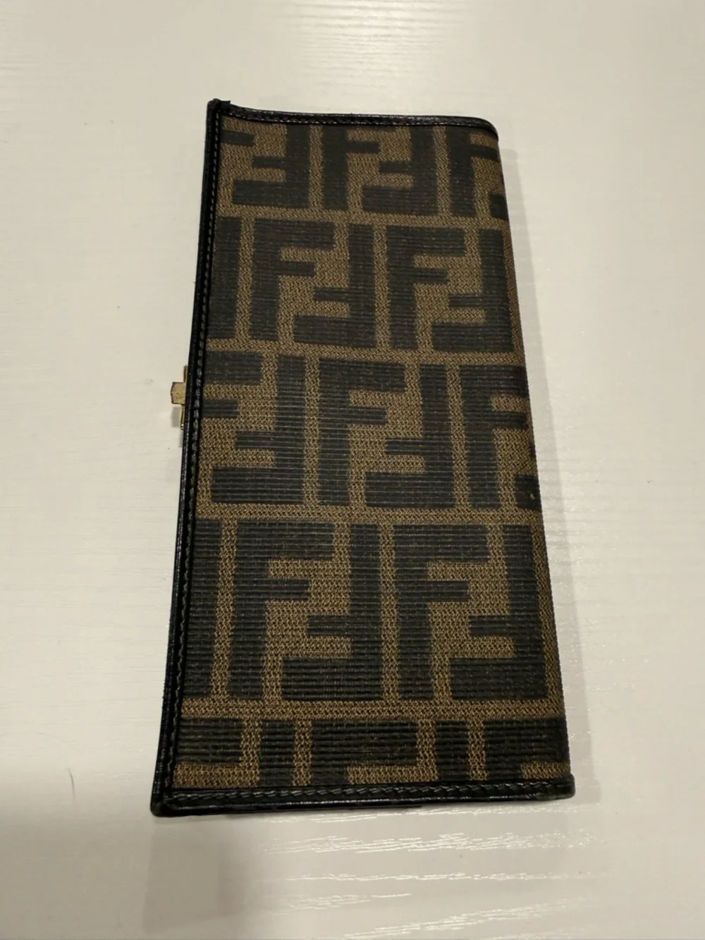 Fendi Brown and Black Zucca Continental Wallet with Gold Accent - Picture 2 of 9